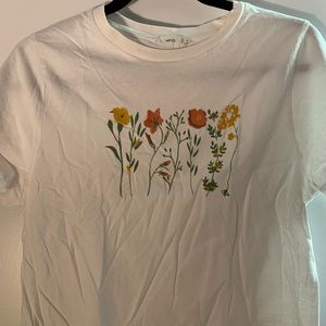 MANGO boxy crop top with floral embroidery